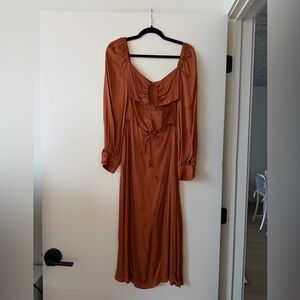 FARM Rio Rust-Tone Long Sleeve Maxi Dress